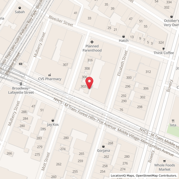 Map showing 302 Mott Street, New York, NY